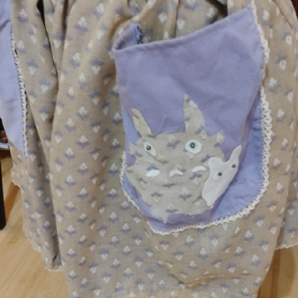 Cute Handmade Purple And Tan Totoro Apron